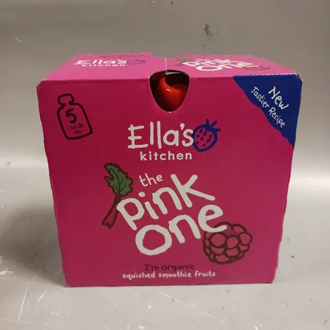 7 X BOXED ELLA'S KITCHEN THE PINK ONE ORGANIC SMOOTHIES - 5 POUCHES PER BOX