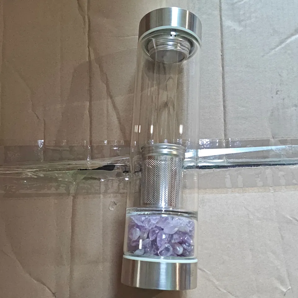 BOXED SOUL SMART WATER BOTTLE WITH CRYSTAL STONE AND TEA INFUSER