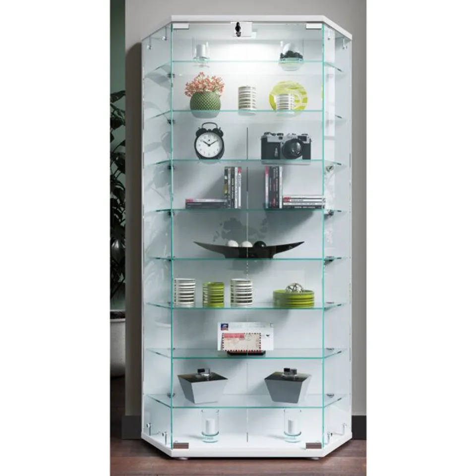 BOXED CENDRA DISPLAY CABINET, EXTRA LARGE - WHITE (1 BOX)