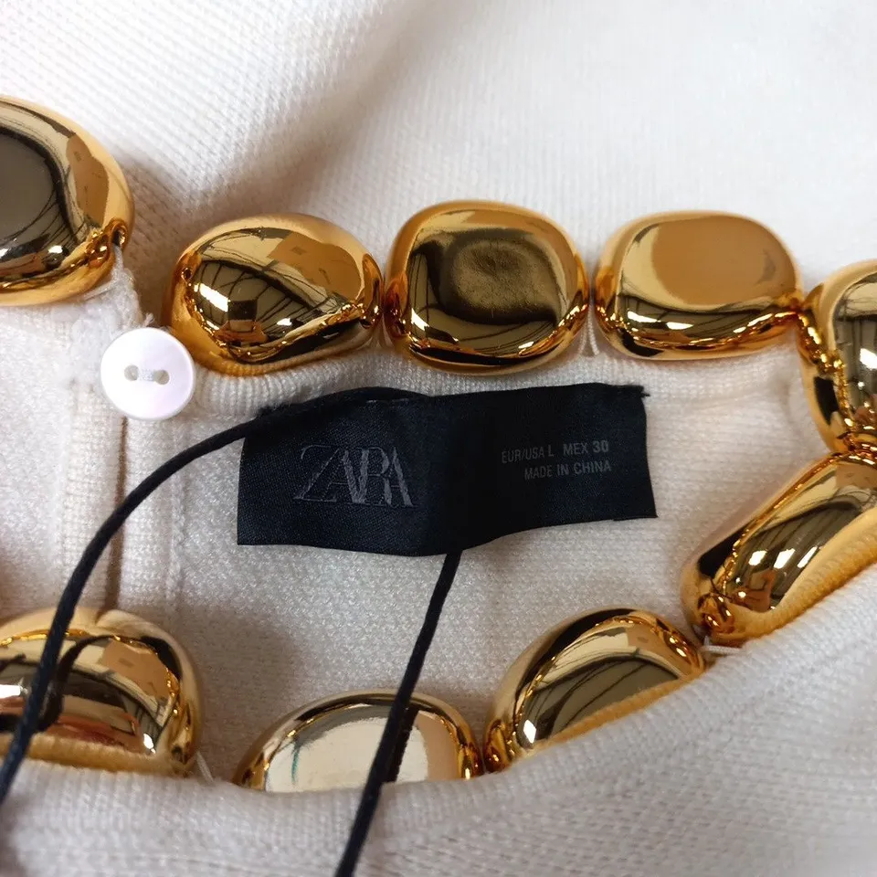 ZARA GOLD-TONE CHUNKY BEAD NECKLACE JUMPER