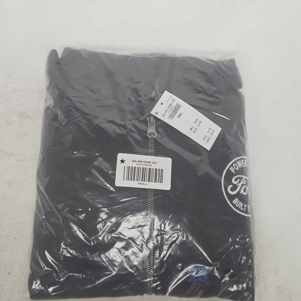 BAGGED HOLLISTER BOXY ZIP-UP FORD GRAPHIC HOODIE IN NAVY - SMALL