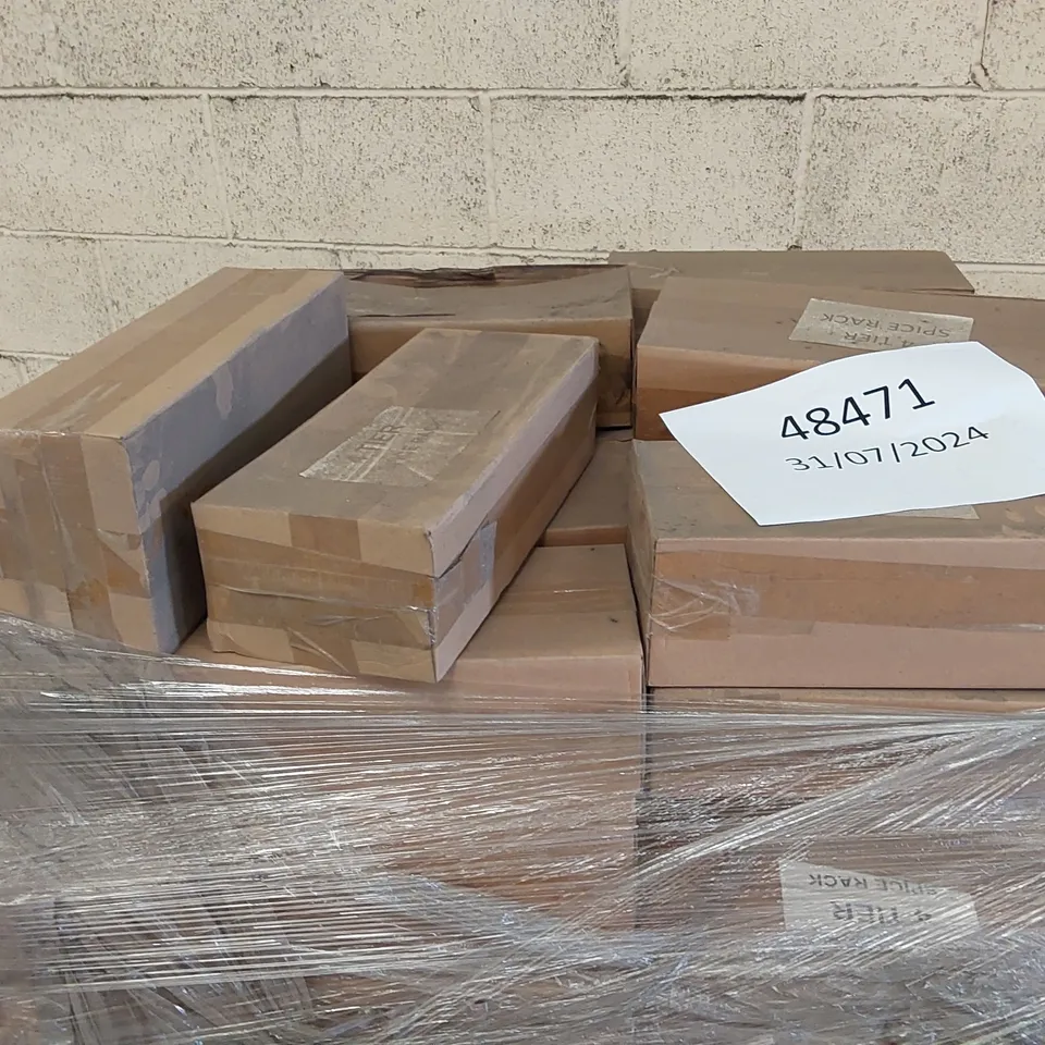 PALLET OF APPROXIMATELY 110x BOXED 4-TIER METAL SPICE RACKS 