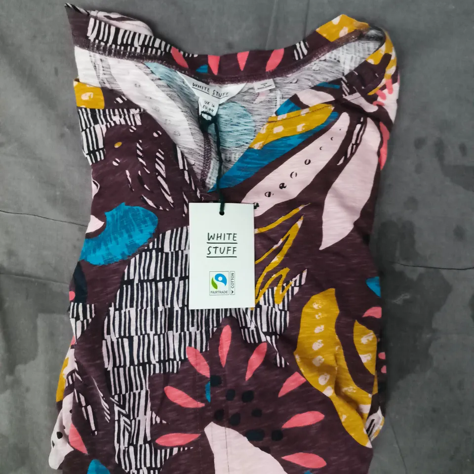 WHITE STUFF LONG SLEEVE TOP IN PLUM/MULTI SIZE UK 16