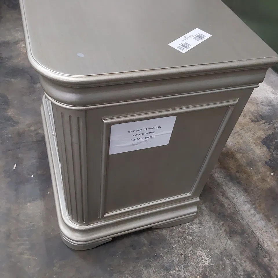 DESIGNER TWO DRAWER BEDSIDE CHEST MIRROR DRAWER FRONTS SILVER FINISH