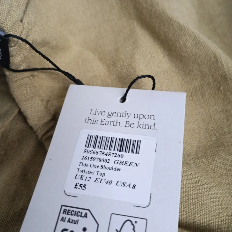 NOBODY'S CHILD TIDE ONE SHOULDER TWISTED TOP – UK 12
