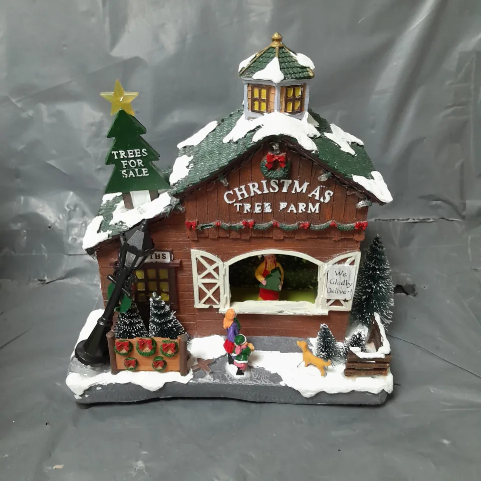 CHRISTMAS TREE FARM SCENE WITH LIGHTS AND MUSIC RRP £39.99