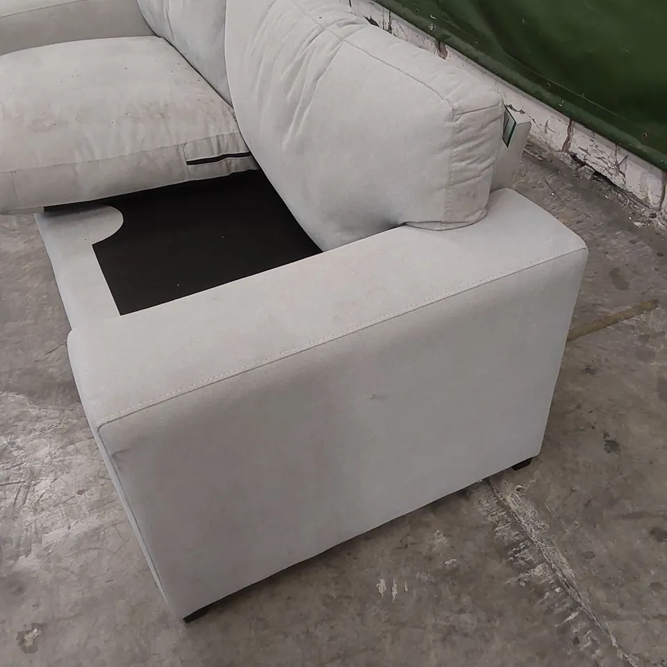 DESIGNER MANHATTAN DOVE GREY PLUSH FABRIC 3 SEATER SOFA