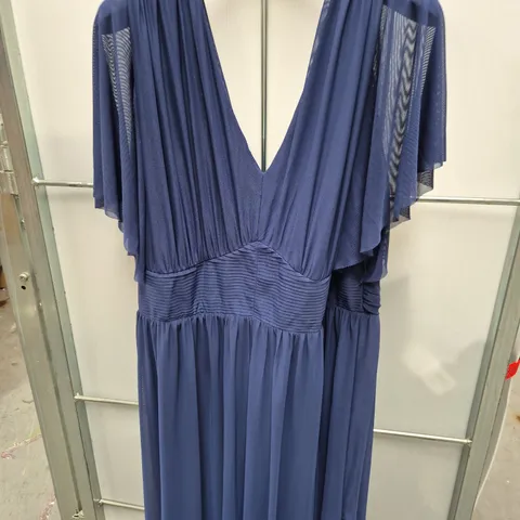 Blue Ruched V-Neck Maxi Dress – UK 20 (EU 48, US 16) – Yours Clothing