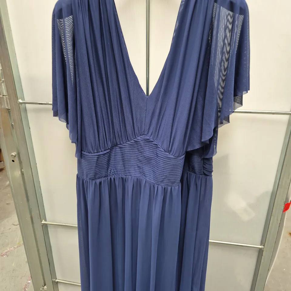 Blue Ruched V-Neck Maxi Dress – UK 20 (EU 48, US 16) – Yours Clothing