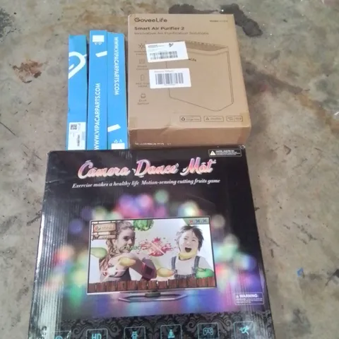 PALLET OF ASSORTED HOUSEHOLD GOODS AND PRODUCTS TO INCLUDE;SMART SUBMERSIBLE PUMP,TOILET SEATS, WIPER BLADES,CAMERA DANCE MAT,SMART AIR PURIFIER AND OTHER ASSORTED ITEMS...