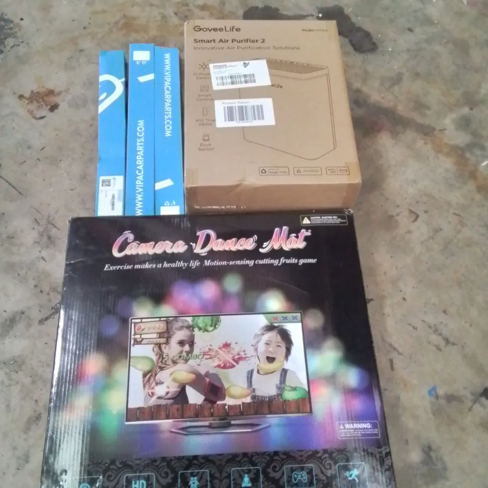 PALLET OF ASSORTED HOUSEHOLD GOODS AND PRODUCTS TO INCLUDE;SMART SUBMERSIBLE PUMP,TOILET SEATS, WIPER BLADES,CAMERA DANCE MAT,SMART AIR PURIFIER AND OTHER ASSORTED ITEMS...