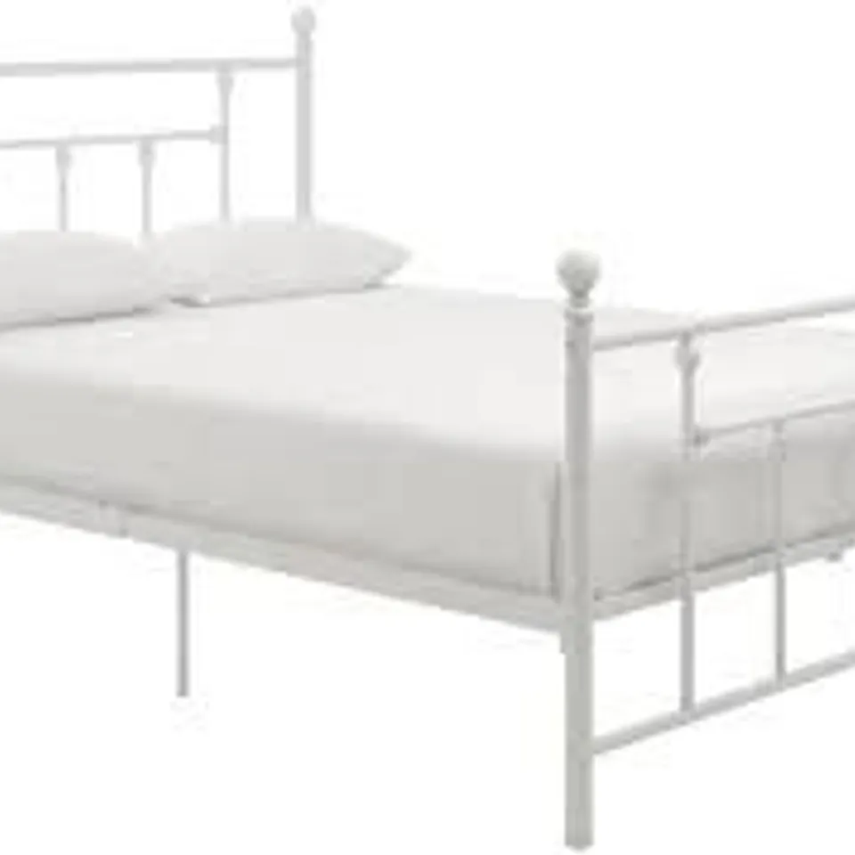 BOXED MANILA METAL BED WHITE - DOUBLE