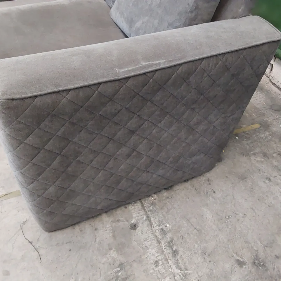 DESIGNER TWO SEATER SOFA QUILTED GREY FABRIC 
