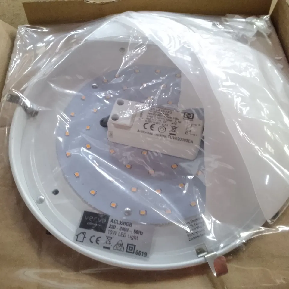 BOXED VERVE DESIGN LED 25CM WHITE ROUND FLUSH LIGHT
