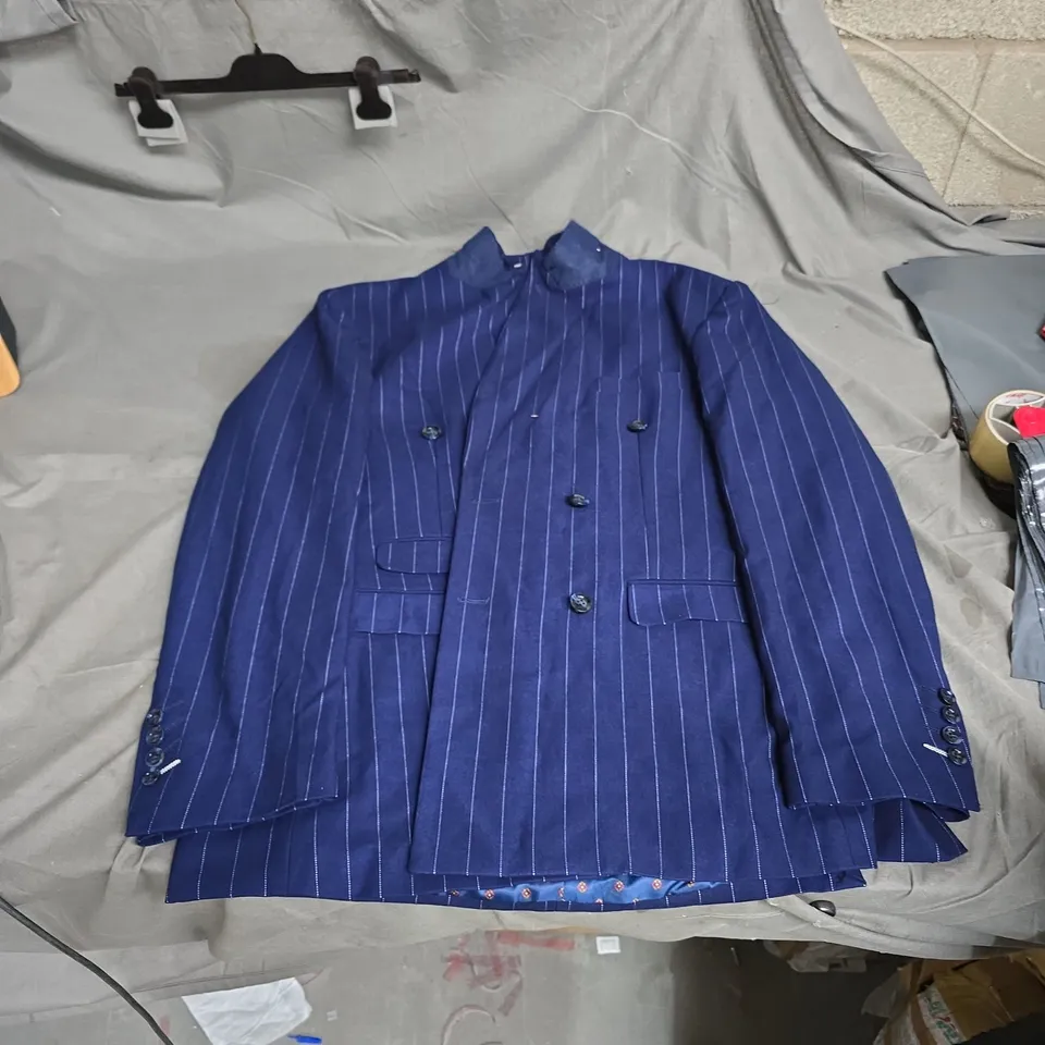 NAVY PINSTRIPE BLAZER (MEN'S) WITH ORANGE LINING