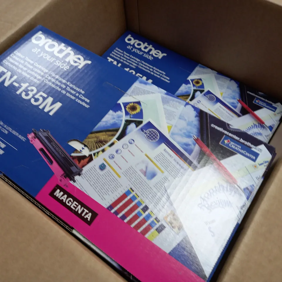 LOT OF 4 BROTHER TN-135M COLOUR TONER CARTRIDGES - MAGENTA