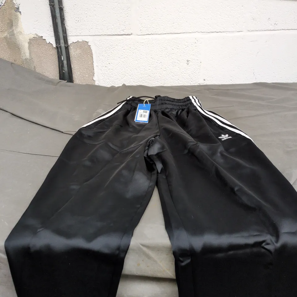 ADIDAS BLACK SATIN TROUSERS UK SIZE 4 WITH TAGS