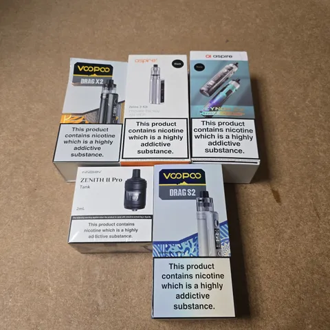 APPROXIMATELY 15 ASSORTED E-CIGARETTE PRODUCTS TO INCLUDE - VOOPOO, ASPIRE, INNOKIN ETC