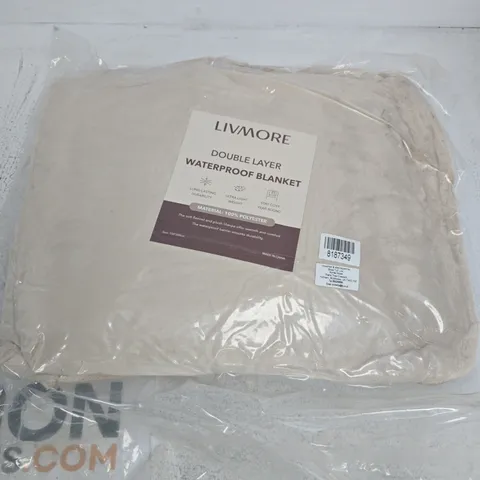LIVMORE DOUBLE LAYER WATERPROOF BLANKET – BEIGE, 150X200CM
