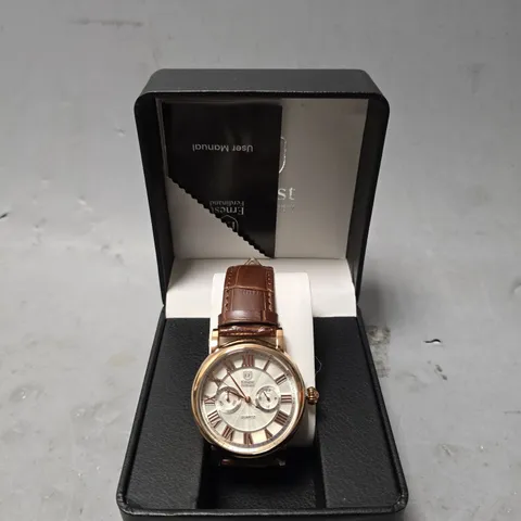 ERNEST FERDINAND WATCH – FUNCTIONING SUB DIALS – LEATHER STRAP