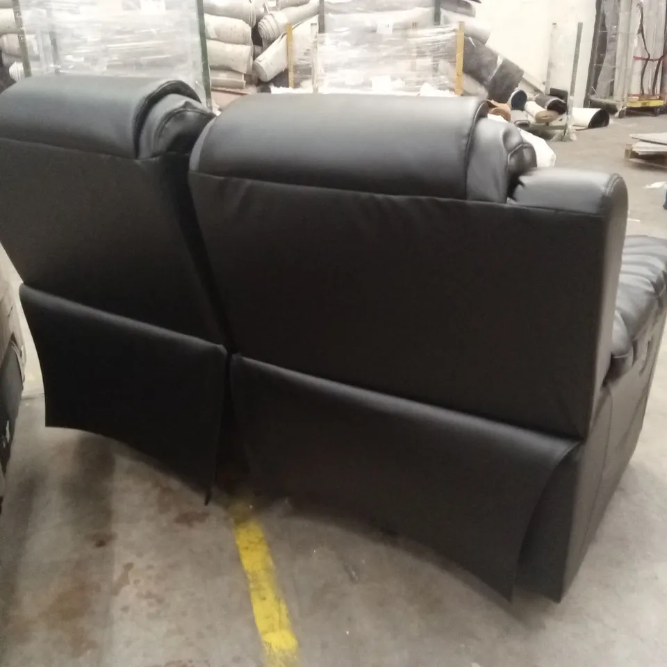VANCOUVER 2 SEATER MANUAL RECLINER SOFA, BLACK PREMIUM FAUX LEATHER