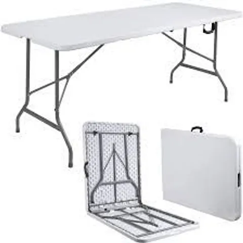 BOXED ANJI DEPOT 6FT FOLDING TRESTLE TABLE - WHITE