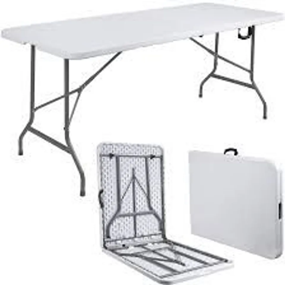 BOXED ANJI DEPOT 6FT FOLDING TRESTLE TABLE - WHITE