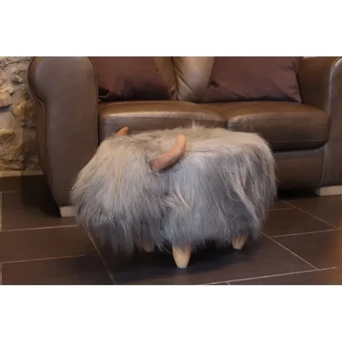 BOXED PENELOPE 32cm WIDE NOVELTY SOLID COLOUR FOOTSTOOL OTTOMAN - GREY (1 BOX)