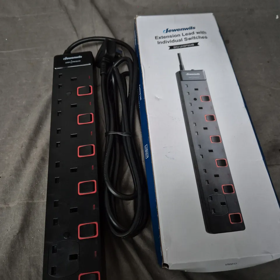 LEWENWILS 6 SOCKET INDIVIDUALLY SWITCHED EXTENSION LEAD 