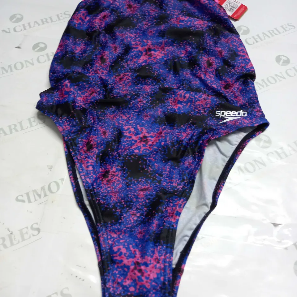 SPEEDO SWIMSUIT IN BLACK/BLUE/PURPLE - UK 12/34