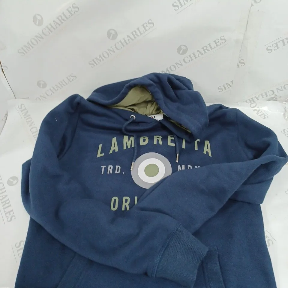 LAMBRETTA ORIGINAL HOODED SWEATSHIRT IN NAVY - M
