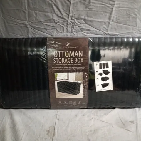 GAVENO CAVAILIA OTTOMAN STORAGE BOX – STACKABLE BLACK STORAGE BOX, SEALED