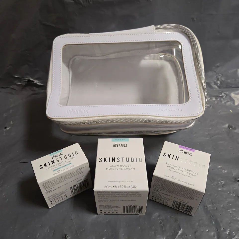 BPERFECT SKINSTUDIO LOT OF 3 ASSORTED SKINCARE PRODUCTS TO INCLUDE - HYDRO BURST EYE GEL - GLOW BOOST MOISTURE CREAM - REPLENISH & REVIVE RECOVERY CREAM