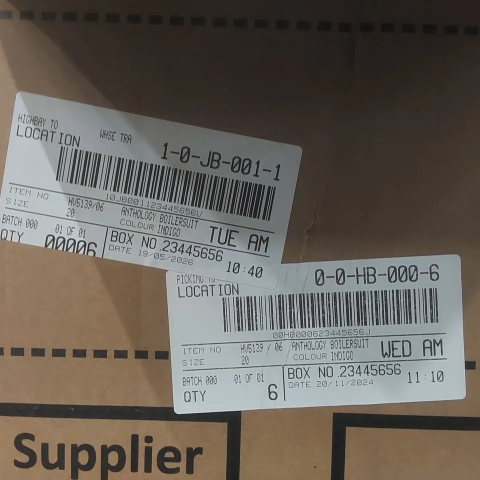 BOX CONTAINING APPROXIMATELY 6x BRAND NEW ANTHOLOGY INDIGO DENIM BOILERSUITS - SIZE 20