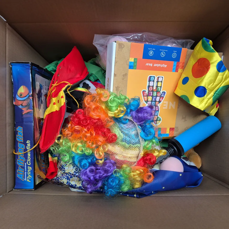 LARGE BOX OF ASSORTED TOYS AND GAMES TO INCLUDE TEDDIES, JELLYCAT STICKERS AND JIGSAWS