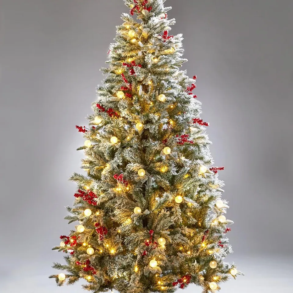 BOXED 7ft VERMONT FLOCKED PRE-LIT MIXED TIPS CHRISTMAS TREE COLLECTION ONLY  RRP £249.99