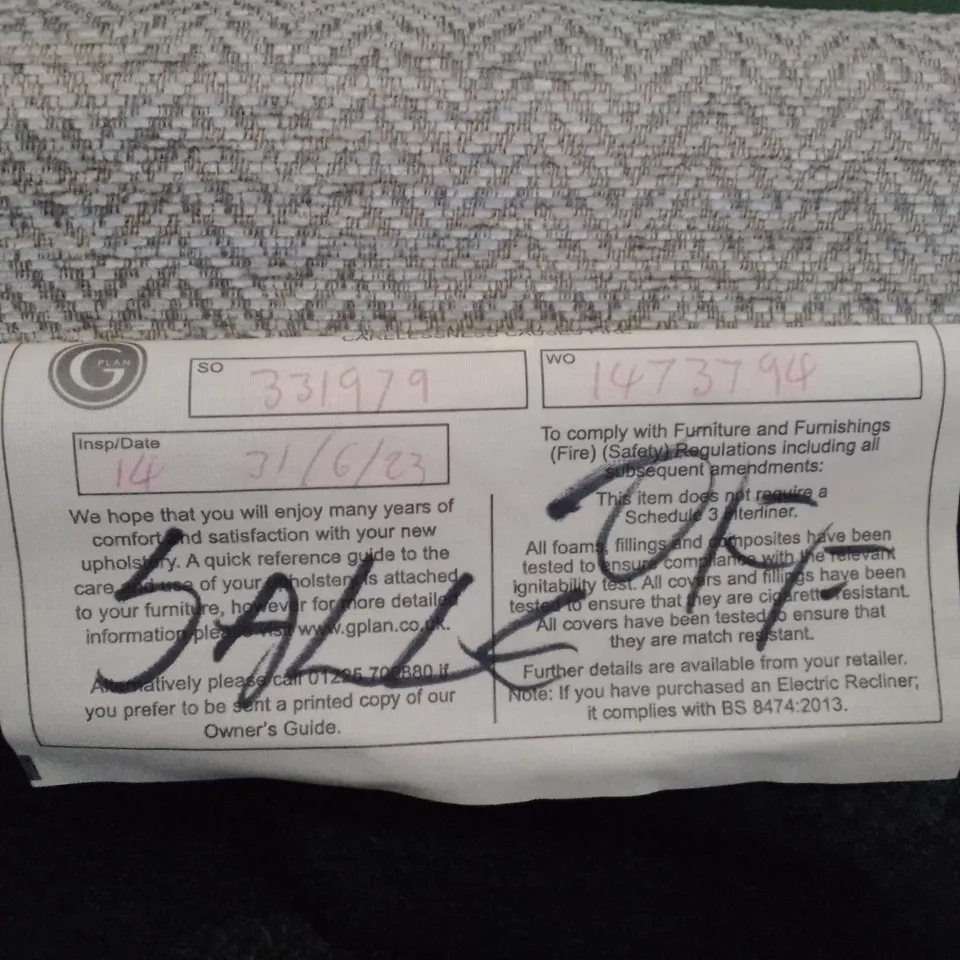 QUALITY DESIGNER G-PLAN NEWMARKET SMALL DUAL ELEVATE CHAIR - CHEVRON MIST FABRIC