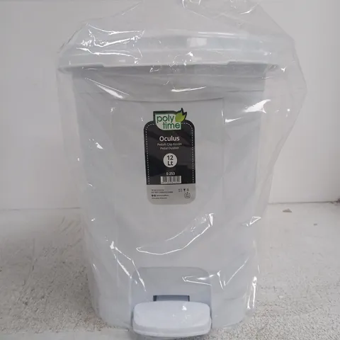 POLY TIME OCULUS 12LT WHITE PEDDLE BIN UNBOXED