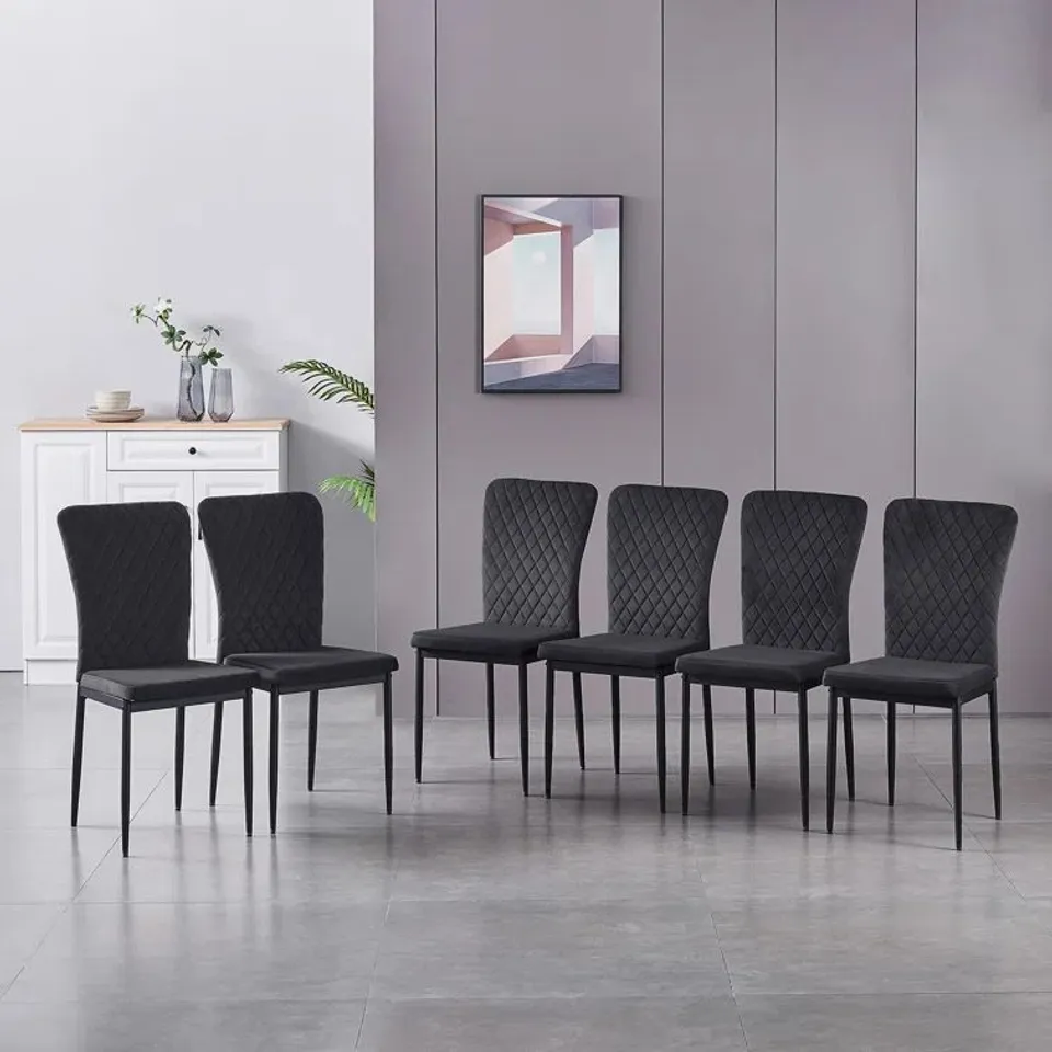 BOXED SET OF 6 AEDAN-JOSEPH UPHOLSTERED DINING CHAIRS - BLACK (1 BOX)