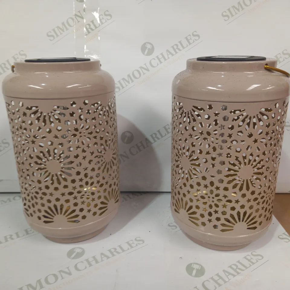 GARDEN REFLECTIONS SET OF 2 PATTERNED SOLAR LANTERNS