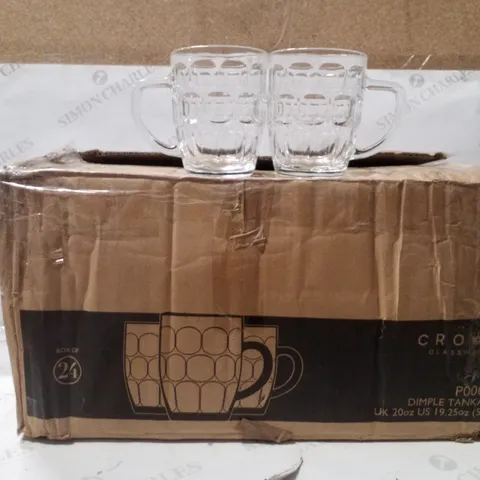 BOXED CROWN GLASSWARE PACK OF 24 DIMPLE TANKARD 