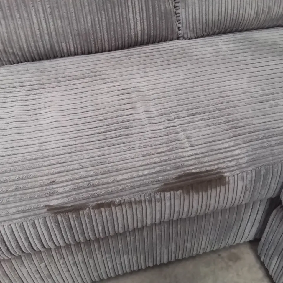 QUALITY DESIGNER CORDUROY FABRIC UPHOLSTERED GREY CORNER/L SHAPE SOFA