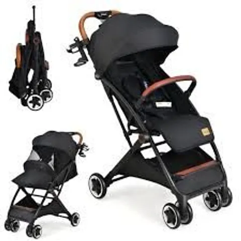 BOXED COSTWAY FOLDING PUSHCHAIR WITH ADJUSTABLE BACKREST AND FOOTREST - BLACK