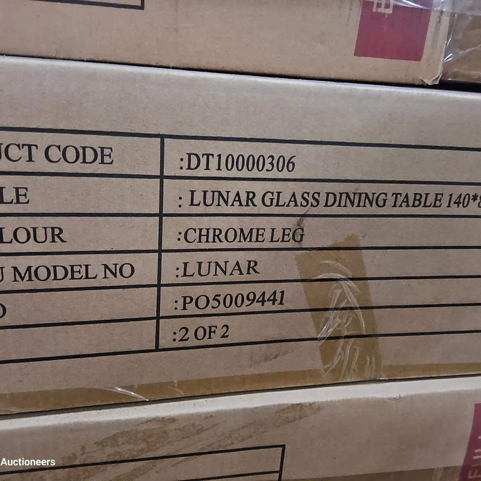 PALLET OF APPROXIMATELY 41 LUNAR DINING TABLE CHROME LEG SETS ( BOX 2 OF 2 ONLY)