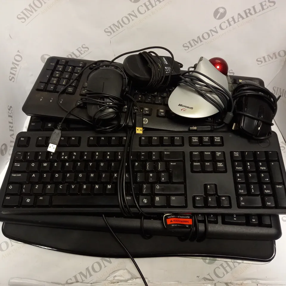 APPROXIMATELY 10 ASSORTED KEYBOARD AND MOUSE TO INCLUDE DELL, HP, KENSINGTON, AND MICROSOFT BRANDS  