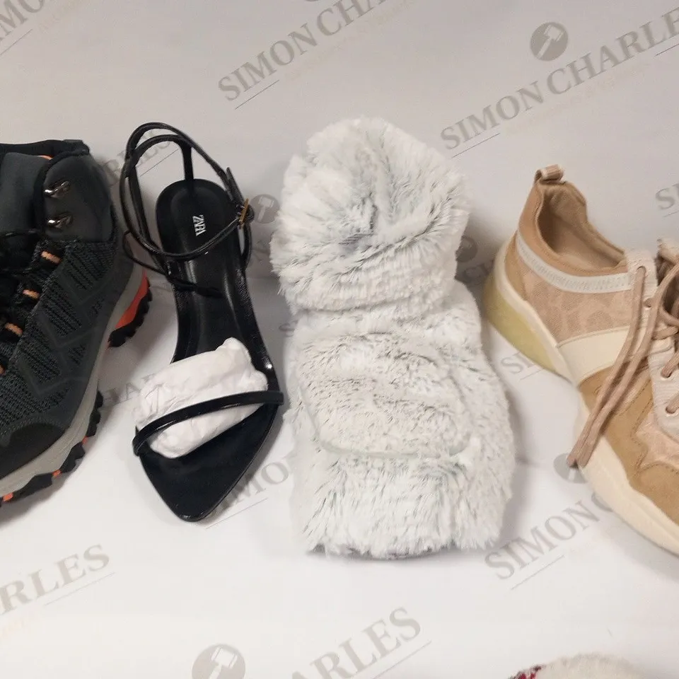 APPROXIMATELY 9 PAIRS OF ASSORTED FOOTWEAR TO INCLUDE; ZARA, COTSWOLD AND COACH
