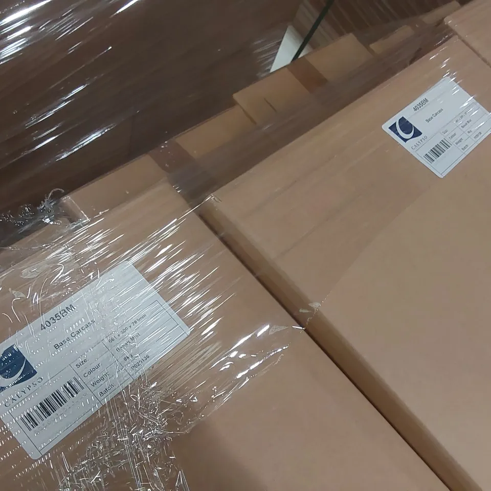 PALLET CONTAINING A LARGE QUANTITY OF ASSORTED BATHROOM FURNITURE PARTS INCLUDING: CALYPSO BASE CARCASSES ECT