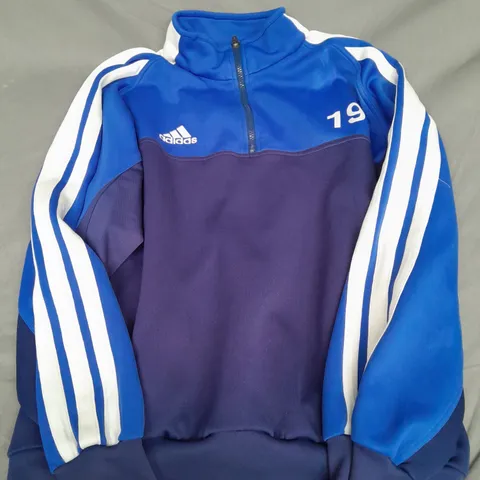 ADIDAS 1/4 ZIP JUMPER IN BLUE MULTI SIZE XL