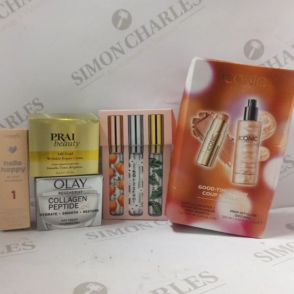 APPROXIMATELY 13 ASSORTED HEALTH AND BEAUTY PRODUCTS TO INCLUDE; ICONIC, BENEFIT, SKIINYDIP, PRAI AND OLAY
