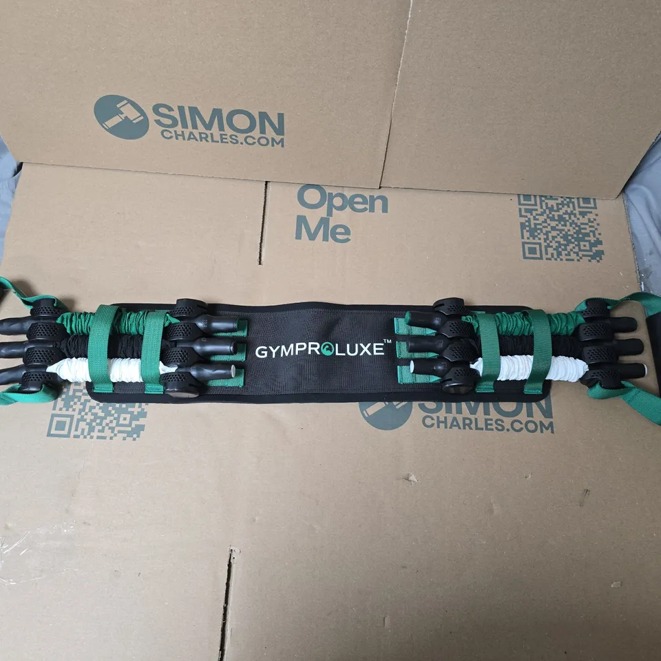 GYMPRO LUXE FITNESS RESISTANCE BELT WITH MULTI-HANDLE ATTACHMENTS